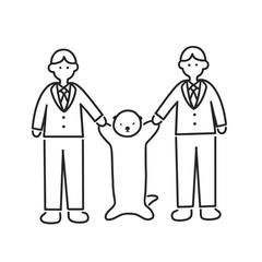 スーツの人に挟まれたラッコのイラスト作成