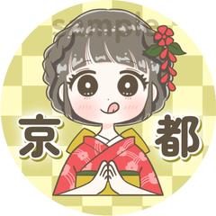 着物を着た女性の京都グルメアイコンイラスト