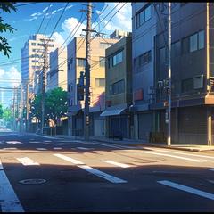 日本の街中の背景
