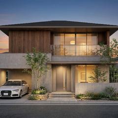 戸建住宅の夕景外観パース