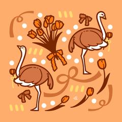 ダチョウ×チューリップ