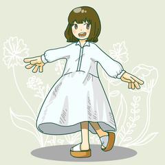 シャツワンピを着た女の子