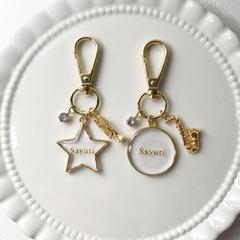 ミニチュア楽器付き名入れキーホルダー