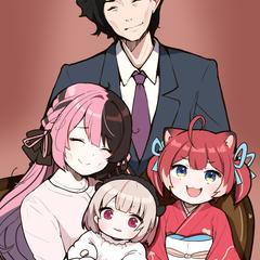 家族写真風イラスト