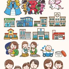 ファミリー・建物などのイラストカット