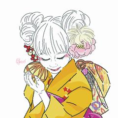 着物を着た女の子。