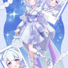 【IRIAM用立ち絵イラスト】冬笹ぱんだ様浴衣ドレス