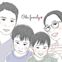 家族のシンプルな似顔絵イラスト作成