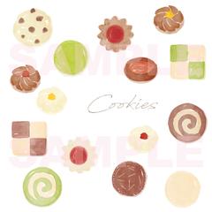 クッキーの詰め合わせ手描き水彩画セット