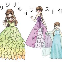 結婚式のドレス当てクイズに、書下ろしイラストも作成します♡