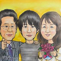 パステル画の優しい家族似顔絵