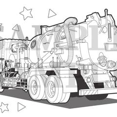 協力給水車　ぬりえ
