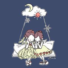 シンプルイラスト　プリンセス姉妹