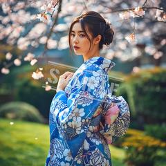 【AI生成】日本の四季と和の趣を描いた和服ポートレート