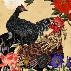 伊藤若冲風イラスト