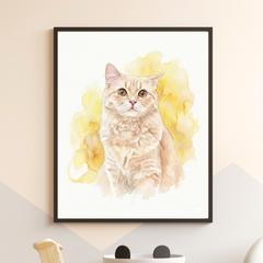 うちの子「ルル」水彩画風ペットアート　イエロー