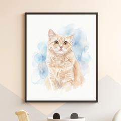 うちの子「ルル」水彩画風ペットアート　ブルー