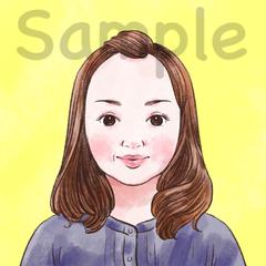 水彩風似顔絵イラスト