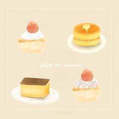スイーツイラスト（水彩タッチ）