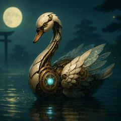 Moonlit Mechanical Swan