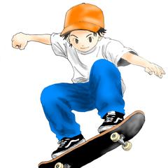 スケートボードを楽しむ男の子のイラスト