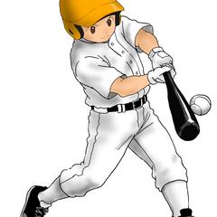 野球少年のバッティングシーン イラスト制作例