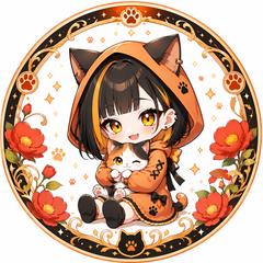 ミニキャラ×三毛猫｜アイコンイラスト