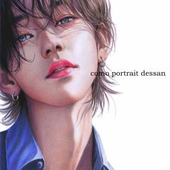 直筆色鉛筆画