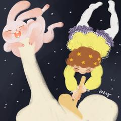 月でお餅つき