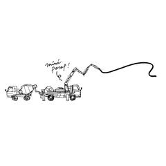 コンクリートポンプの会社の名刺裏イラスト