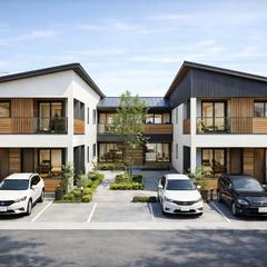 VITA ZEN｜中庭を囲む6戸アパート外観パース