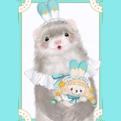 ぬいぐるみを持ったフェレットさん