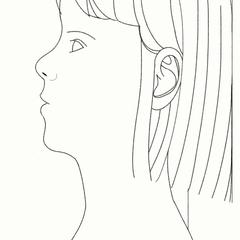 壁に寄りかかる少女 デジタル鉛筆の少女の肖像画