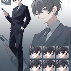 【立ち絵】黒髪スーツの男性
