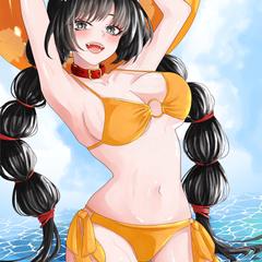 海ではしゃぐ女の子