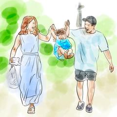 家族の似顔絵イラスト