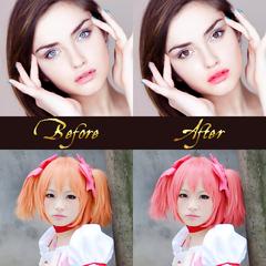 上：目、唇　色変更　　　下：髪　色変更