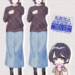 【自主制作】女の子全身立ち絵＋ミニキャライラスト