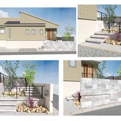 浮き階段のある戸建て住宅のエクステリア