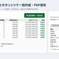 Excel VBA：請求書の一括作成（サンプル）