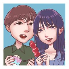 可愛いアニメタッチ似顔絵