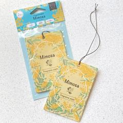 ミモザのルームフレグランスのパッケージおよびプレートデザイン