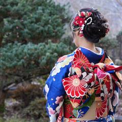 振り袖を着た女性の撮影