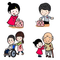 赤い羽根共同募金会のチラシのイラスト作成