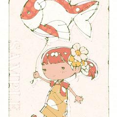 金魚の風船と女の子