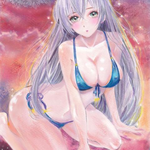 Sunset Blue Bikini Girl