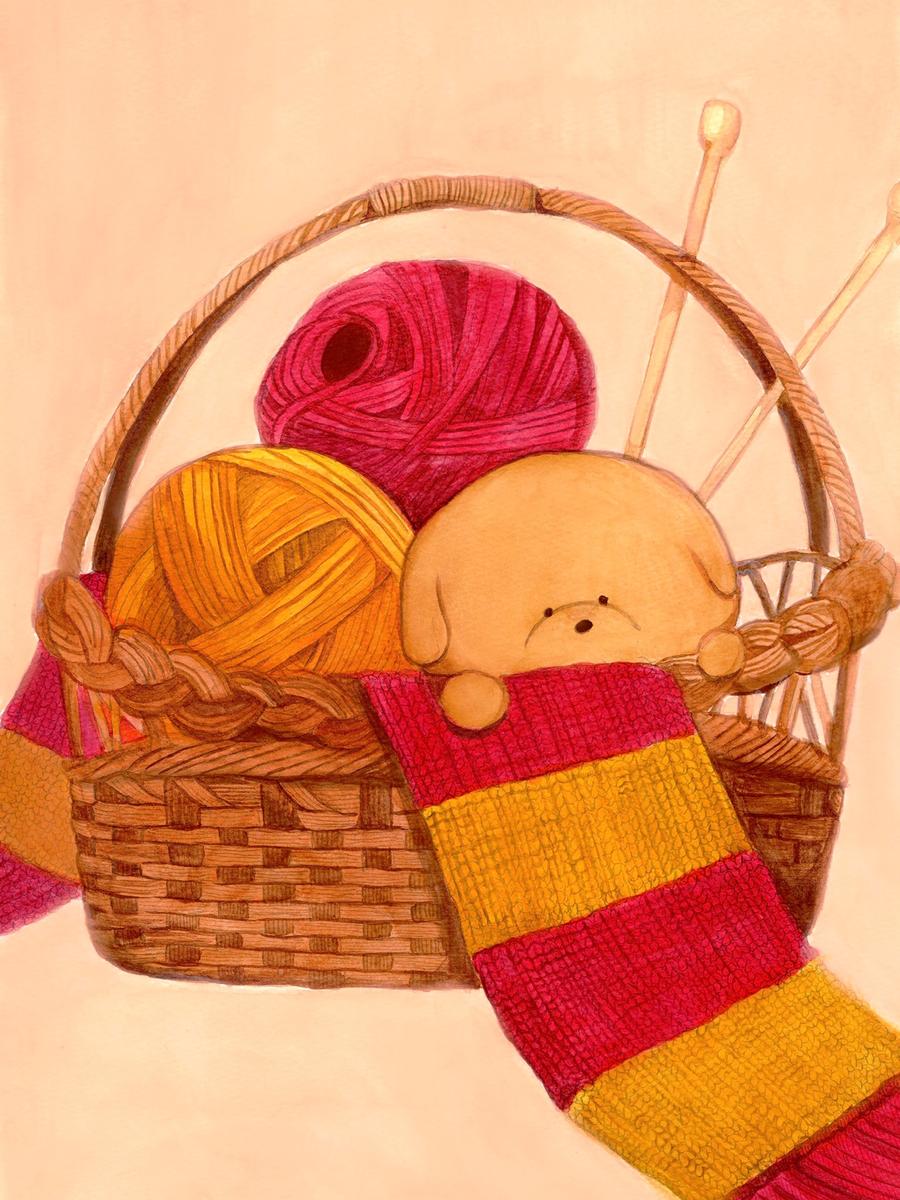 毛糸玉と犬のイラスト Mocaemoさん 美大卒フリーイラストレーター のポートフォリオ ココナラ