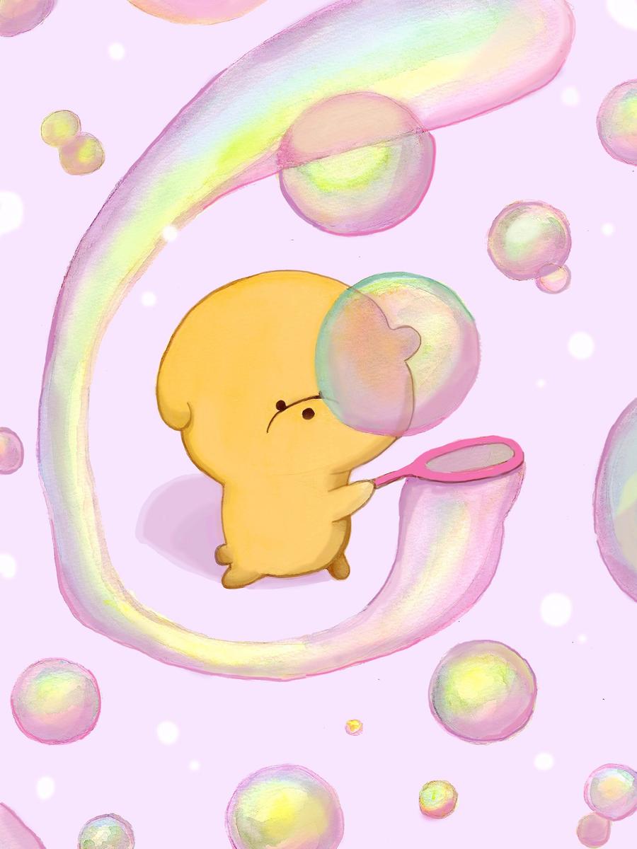 シャボン玉と犬のイラスト Mocaemoさん 美大卒フリーイラストレーター のポートフォリオ ココナラ
