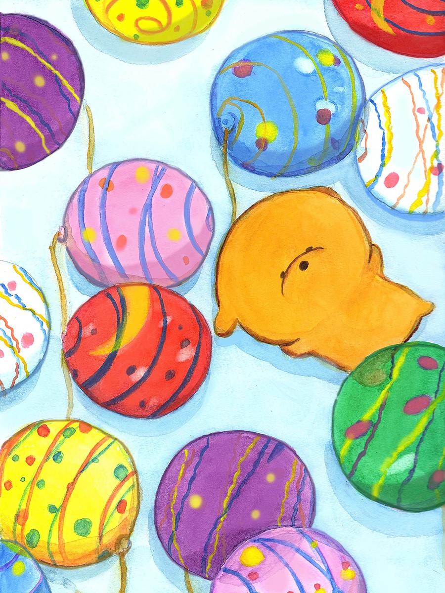 ヨーヨーと犬のイラスト Mocaemoさん 美大卒フリーイラストレーター のポートフォリオ ココナラ