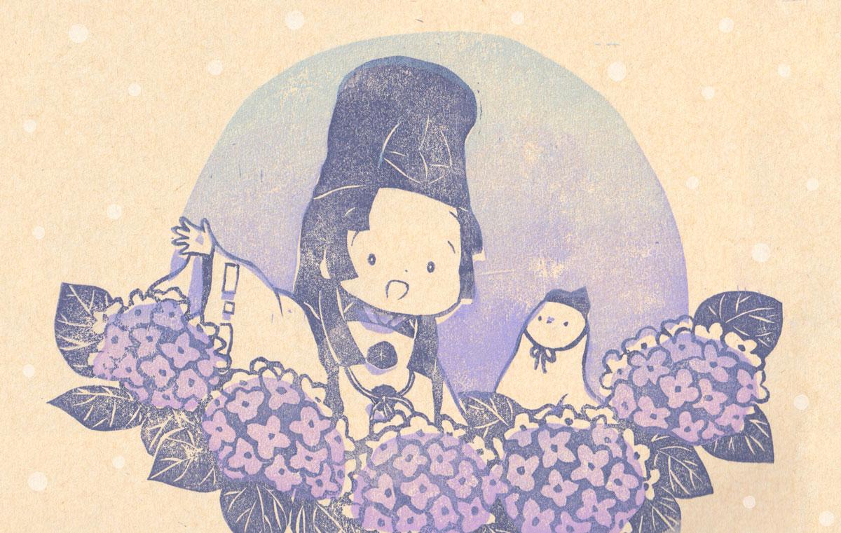あじさいのイラスト 消しゴムはんこ すずなごんさん 和風イラストレーター のポートフォリオ ココナラ